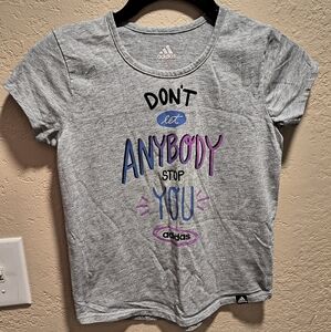 Adidas Girls Sz S Gray Graphic T-Shirt